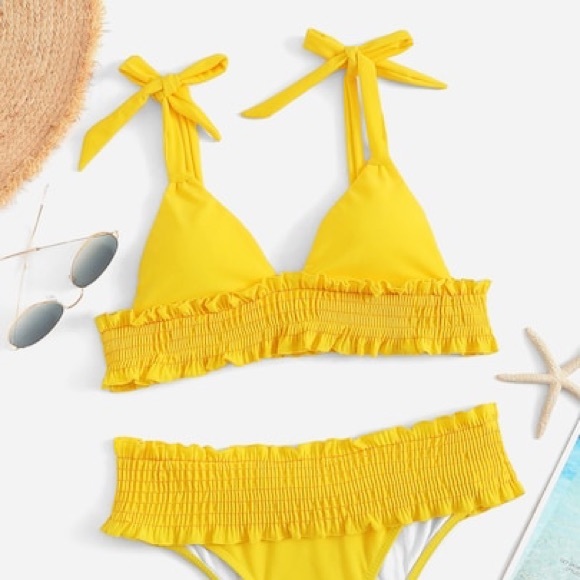 SHEIN Other - Yellow Self-tie Bikini Set